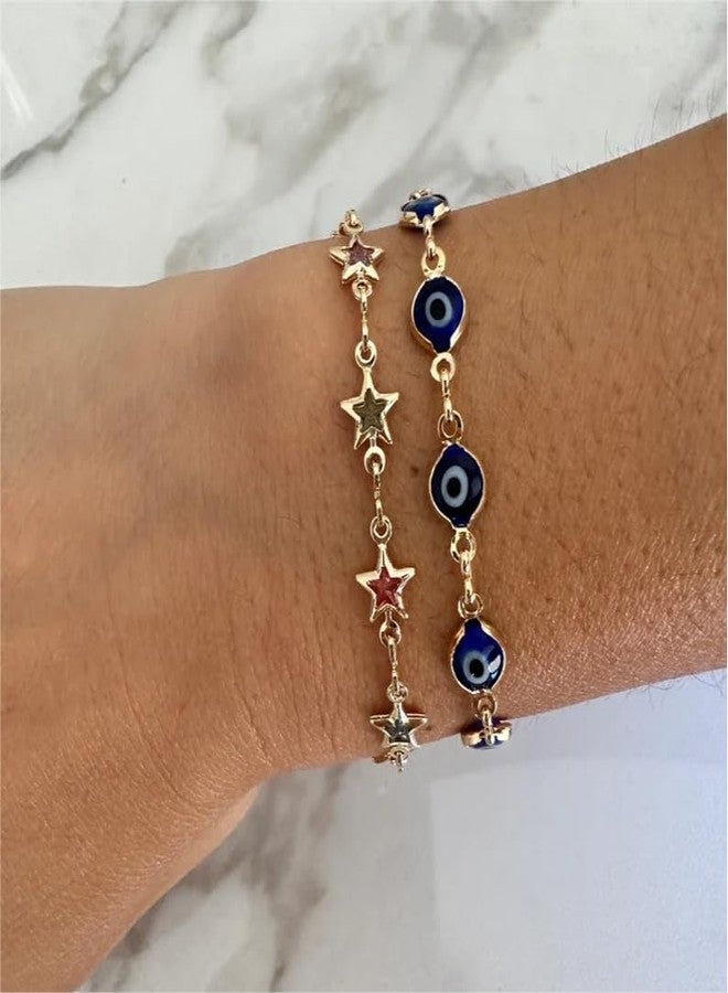 Sanyaa Star Bracelet 18K Gold Plated Multi Stone Crystal Star Bracelet for Women (Colorful) (colorful) - Image 3